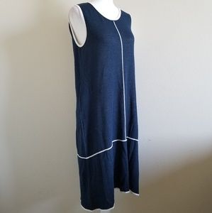 Lafayette 148 NY blue knit dress with white trim